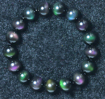 Rainbow Purple Green Eye Obsidian Bracelet - UrbanZ By Nisha