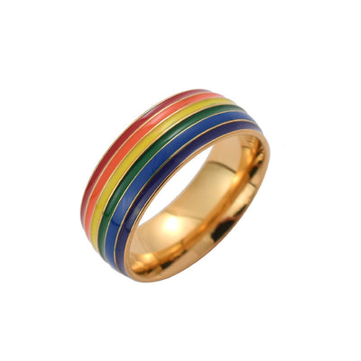 Same Sex Rainbow Ring 18K Gold Plated Cheerleader Ring - UrbanZ By Nisha