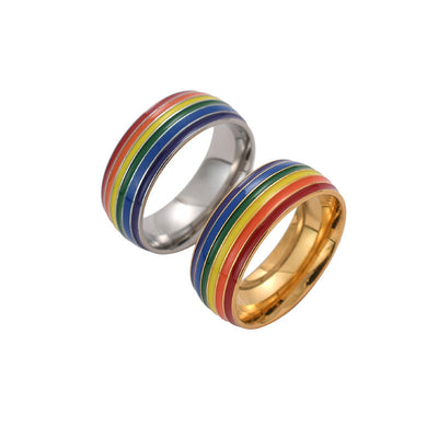 Same Sex Rainbow Ring 18K Gold Plated Cheerleader Ring - UrbanZ By Nisha