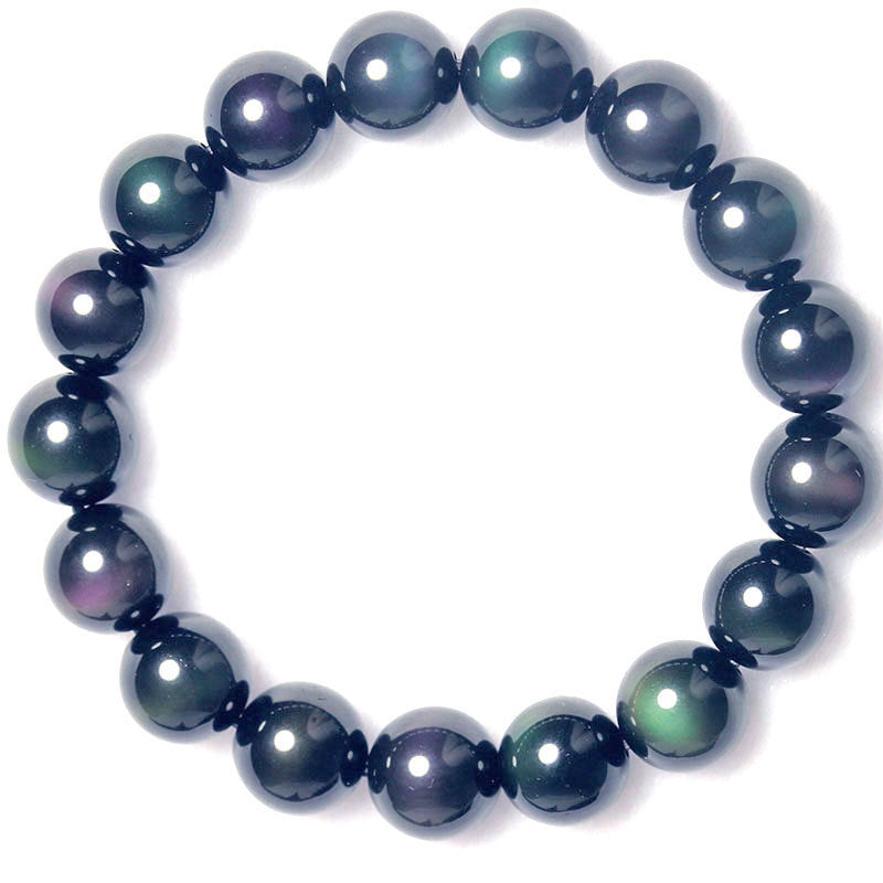 Rainbow Purple Green Eye Obsidian Bracelet - UrbanZ By Nisha