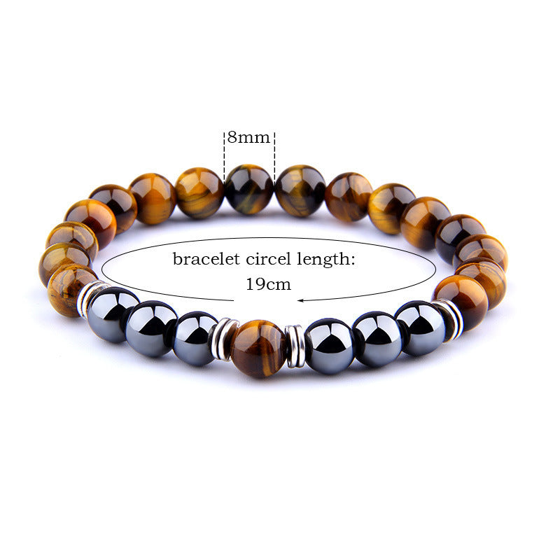 Explosion Style Yellow Tiger Eye Bracelet Fashion Simple Obsidian Alloy Separator Elastic Bracelet - UrbanZ By Nisha