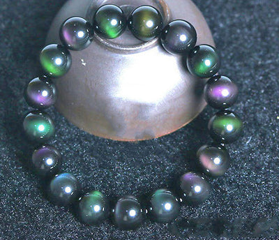 Rainbow Purple Green Eye Obsidian Bracelet - UrbanZ By Nisha