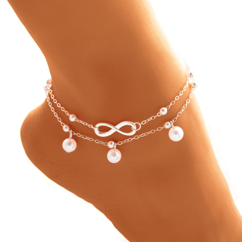 Beautiful Double-layer Pearls Anklet