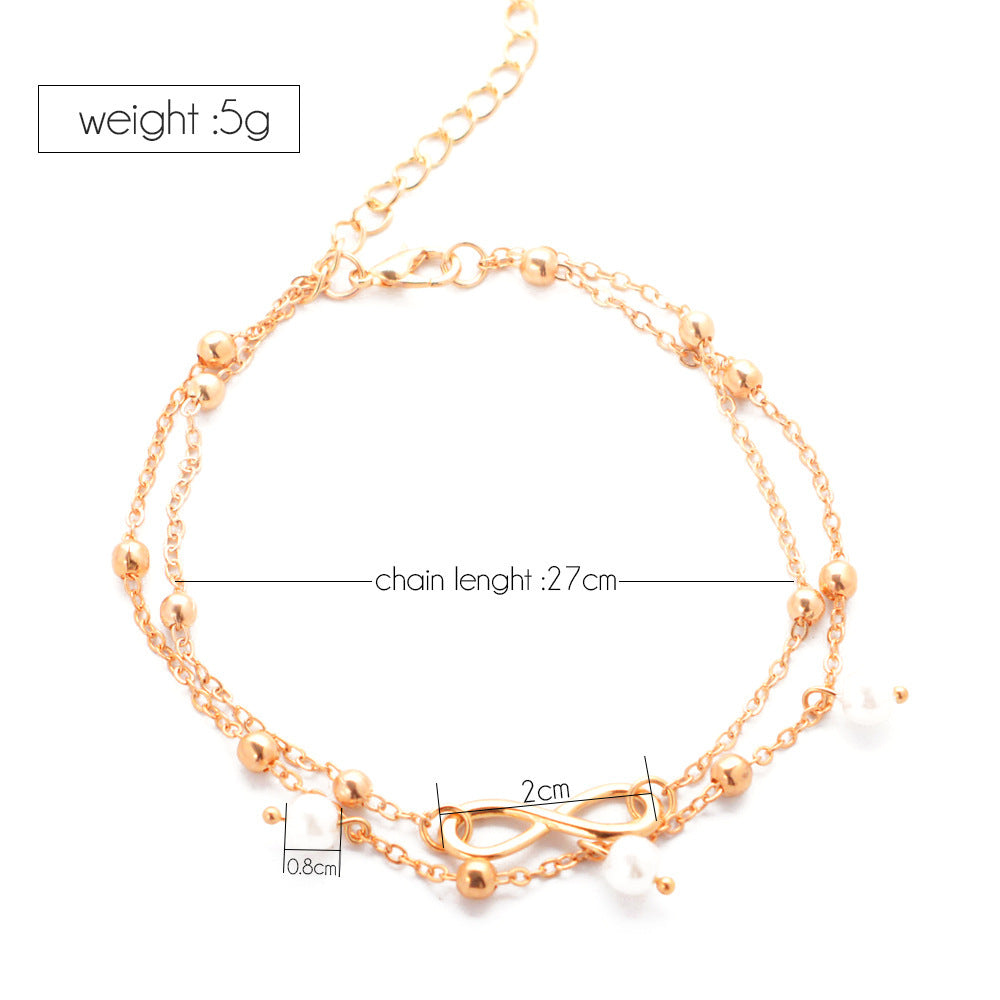 Beautiful Double-layer Pearls Anklet