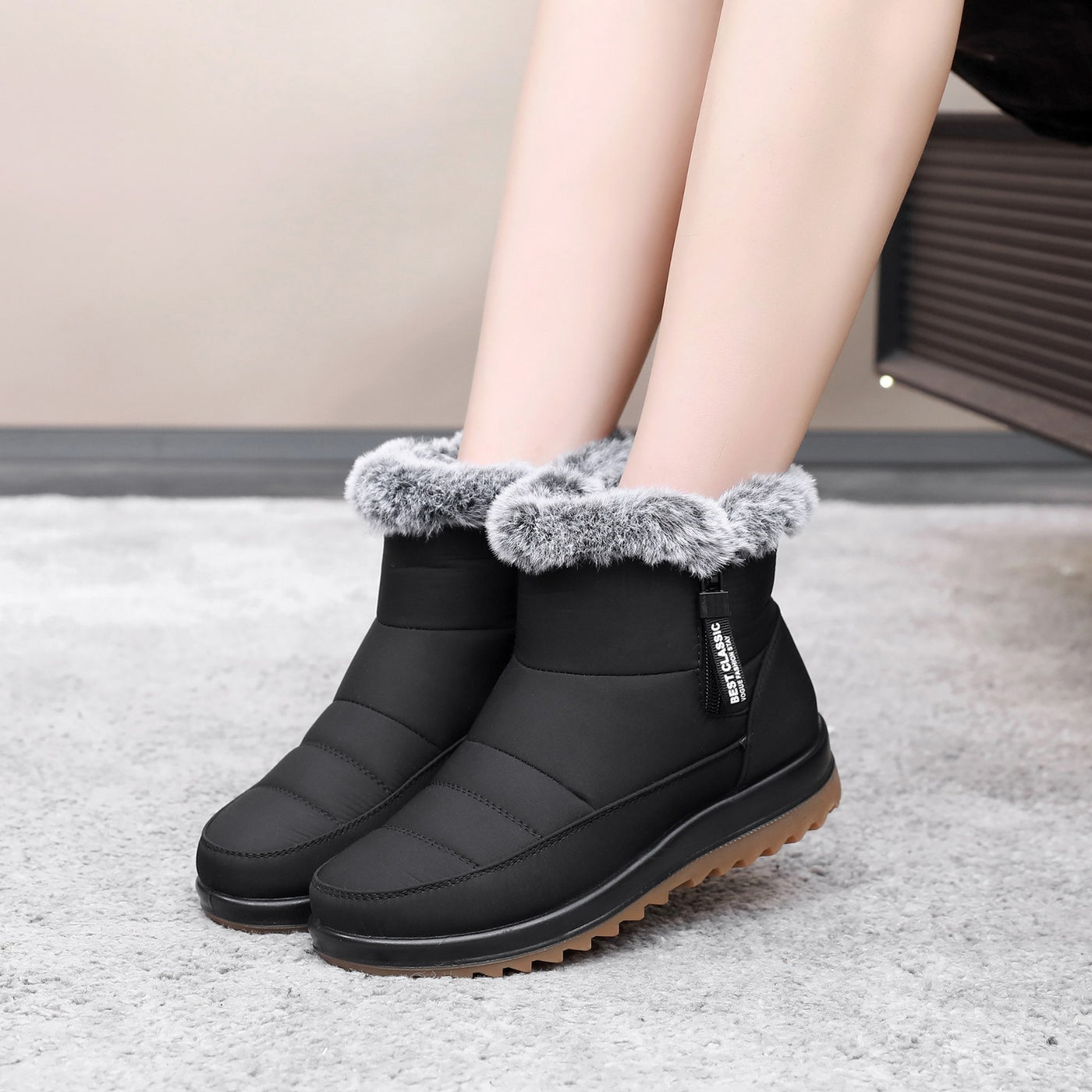 Winter Snow Boot With Side Zipper