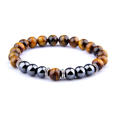 Explosion Style Yellow Tiger Eye Bracelet Fashion Simple Obsidian Alloy Separator Elastic Bracelet - UrbanZ By Nisha