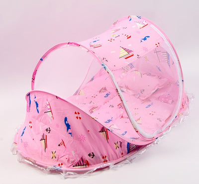 Adorable Foldable Baby Bed Net With Pillow Set