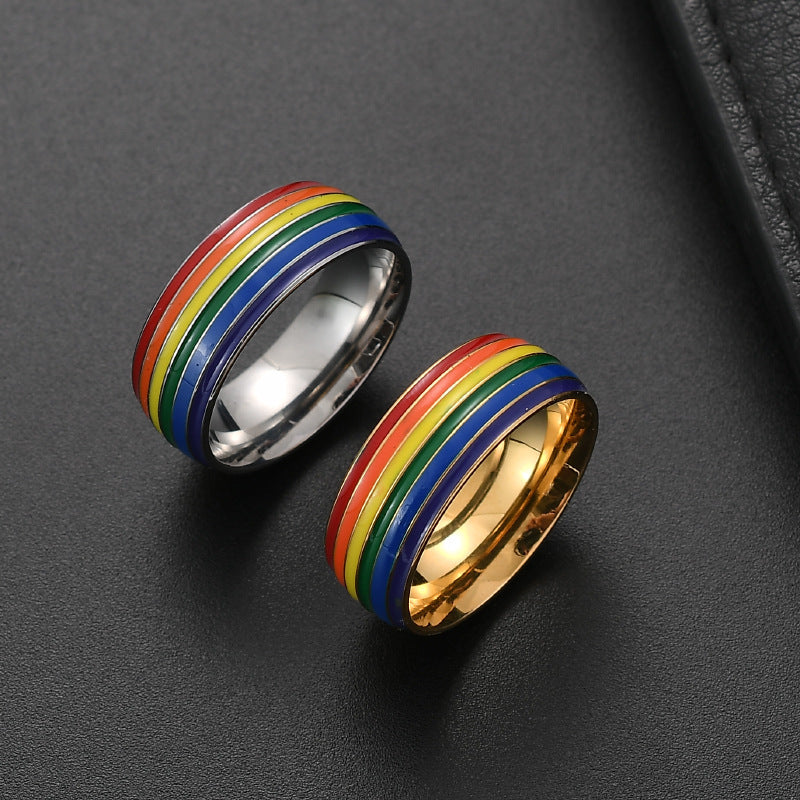 Same Sex Rainbow Ring 18K Gold Plated Cheerleader Ring - UrbanZ By Nisha