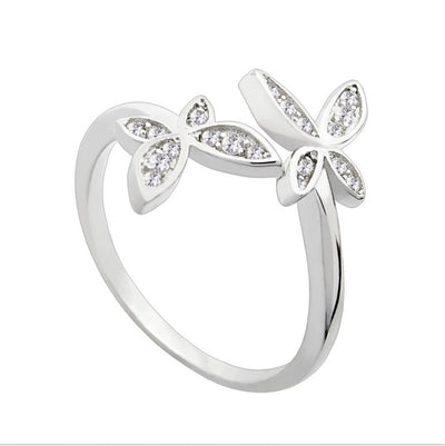 Sterling Silver Adjustable Butterfly Ring - UrbanZ By Nisha