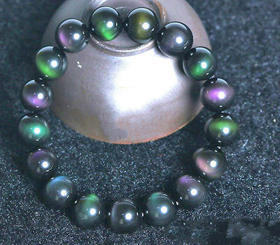 Rainbow Purple Green Eye Obsidian Bracelet - UrbanZ By Nisha