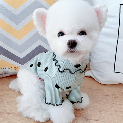 Dot Turtleneck Dog Bottoming Shirt