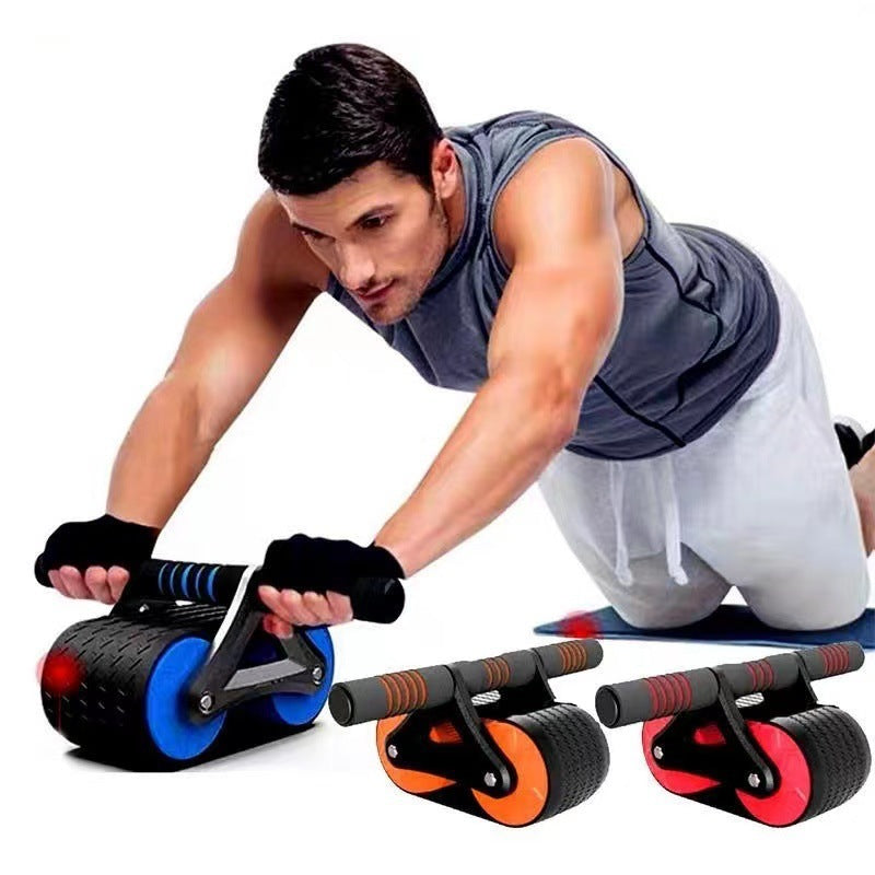 Double Wheel Abdominal Exerciser Women Men Automatic Rebound Ab Wheel Roller Waist Trainer Gym Sports Home Exercise Devices - UrbanZ By Nisha