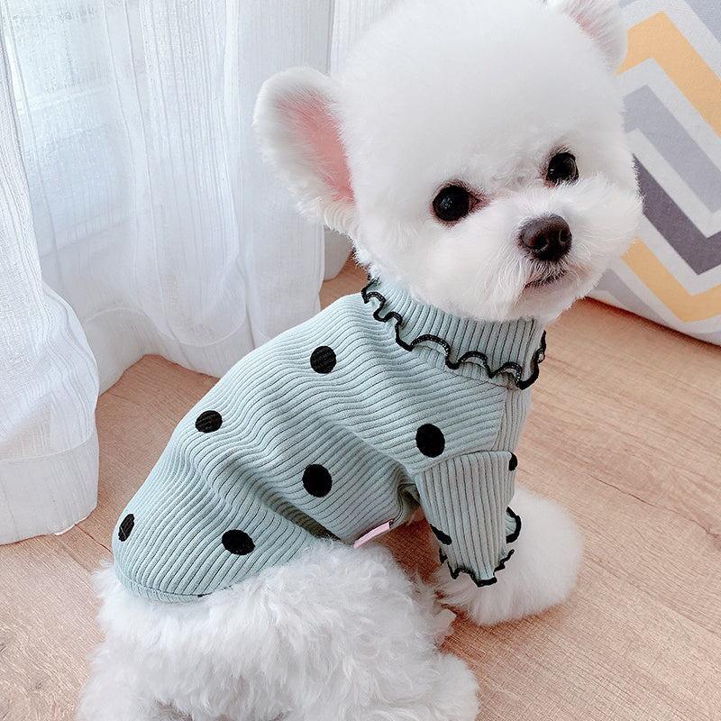 Dot Turtleneck Dog Bottoming Shirt