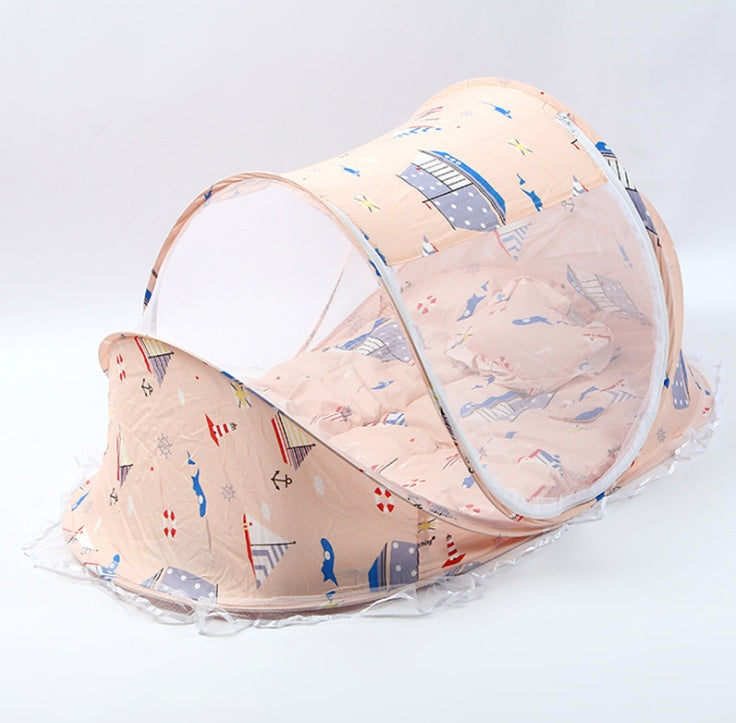 Adorable Foldable Baby Bed Net With Pillow Set