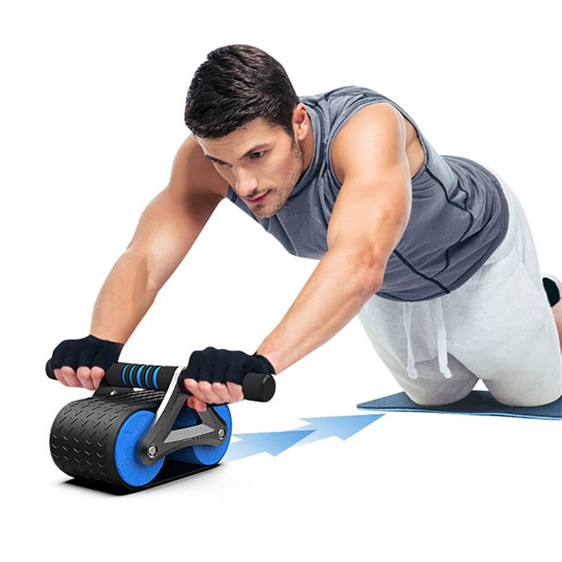 Double Wheel Abdominal Exerciser Women Men Automatic Rebound Ab Wheel Roller Waist Trainer Gym Sports Home Exercise Devices - UrbanZ By Nisha