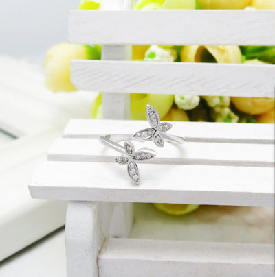 Sterling Silver Adjustable Butterfly Ring - UrbanZ By Nisha