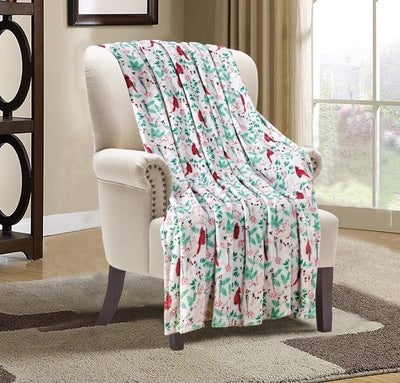 Christmas Elk Snowman Santa Claus Print Blanket