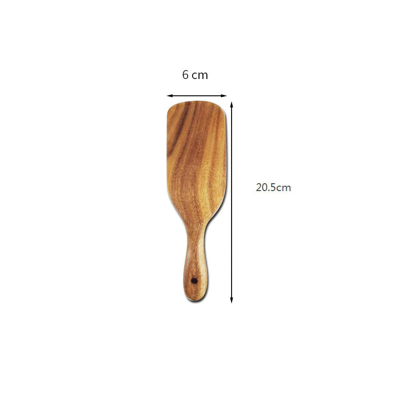 Teak Wood Long-Handled Cooking Spatula Set