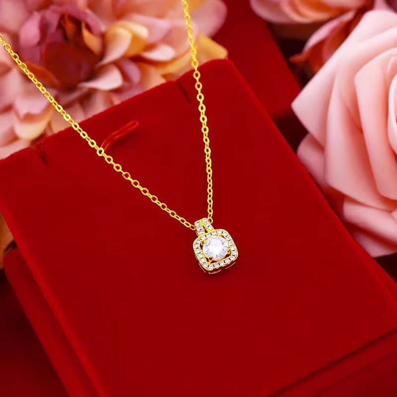 Fashion Jewelry Set Zircon Gem Pendant Chain Choker Necklace For Women Gold Color Stud Earring Statement Wedding Ring - UrbanZ By Nisha