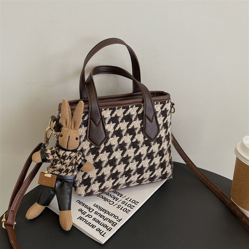 All-match Houndstooth Shoulder Portable Messenger Bag - UrbanZ By Nisha