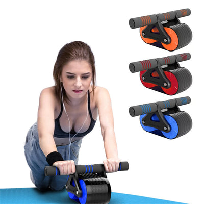 Double Wheel Abdominal Exerciser Women Men Automatic Rebound Ab Wheel Roller Waist Trainer Gym Sports Home Exercise Devices - UrbanZ By Nisha