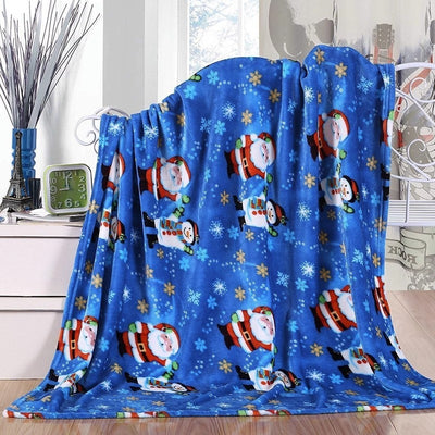 Christmas Elk Snowman Santa Claus Print Blanket