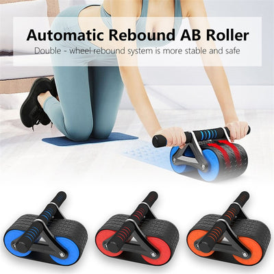 Double Wheel Abdominal Exerciser Women Men Automatic Rebound Ab Wheel Roller Waist Trainer Gym Sports Home Exercise Devices - UrbanZ By Nisha