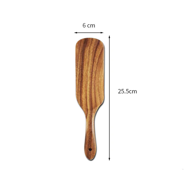 Teak Wood Long-Handled Cooking Spatula Set